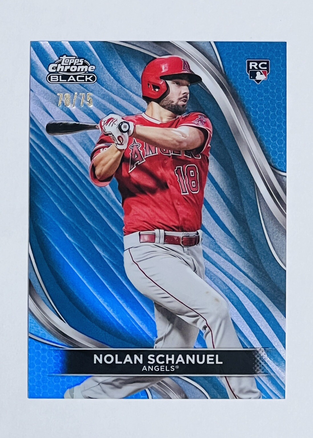 2024 Topps Chrome Black NOLAN SCHANUEL RC Blue Refractor /75 Angels Rookie Card