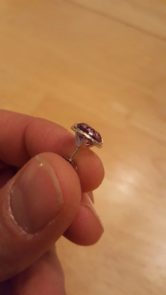 Victoria Wieck - Aretes grandes de plata de ley de amatista genuina de 3,00 ctw 8 mm Foto 4 de 4