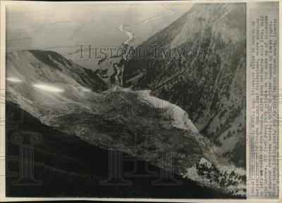 1959 Press Photo Major slide in canyon of Madison River caused by