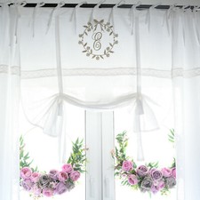 NEU Raff Gardine ELVIRA Rollo 100cm Raffrollo Landhaus Shabby Raffgardine Weiß 