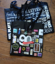 Lot 2 Tim Holtz  1 Ranger Craft Tote Bag Black  White 90th 12" X 14" Grocery