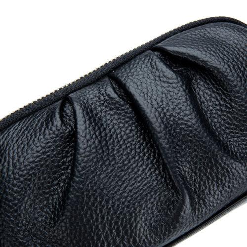 Genuine Leather Wristlet Wallet for Women Stylish Ruched Wristlet Clutch Purse - Picture 10 of 29