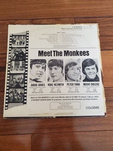 The Monkees Self Titled LP Vinyl Record 1966 COLGEMS Album Cardboard Sleeve - Picture 2 of 4
