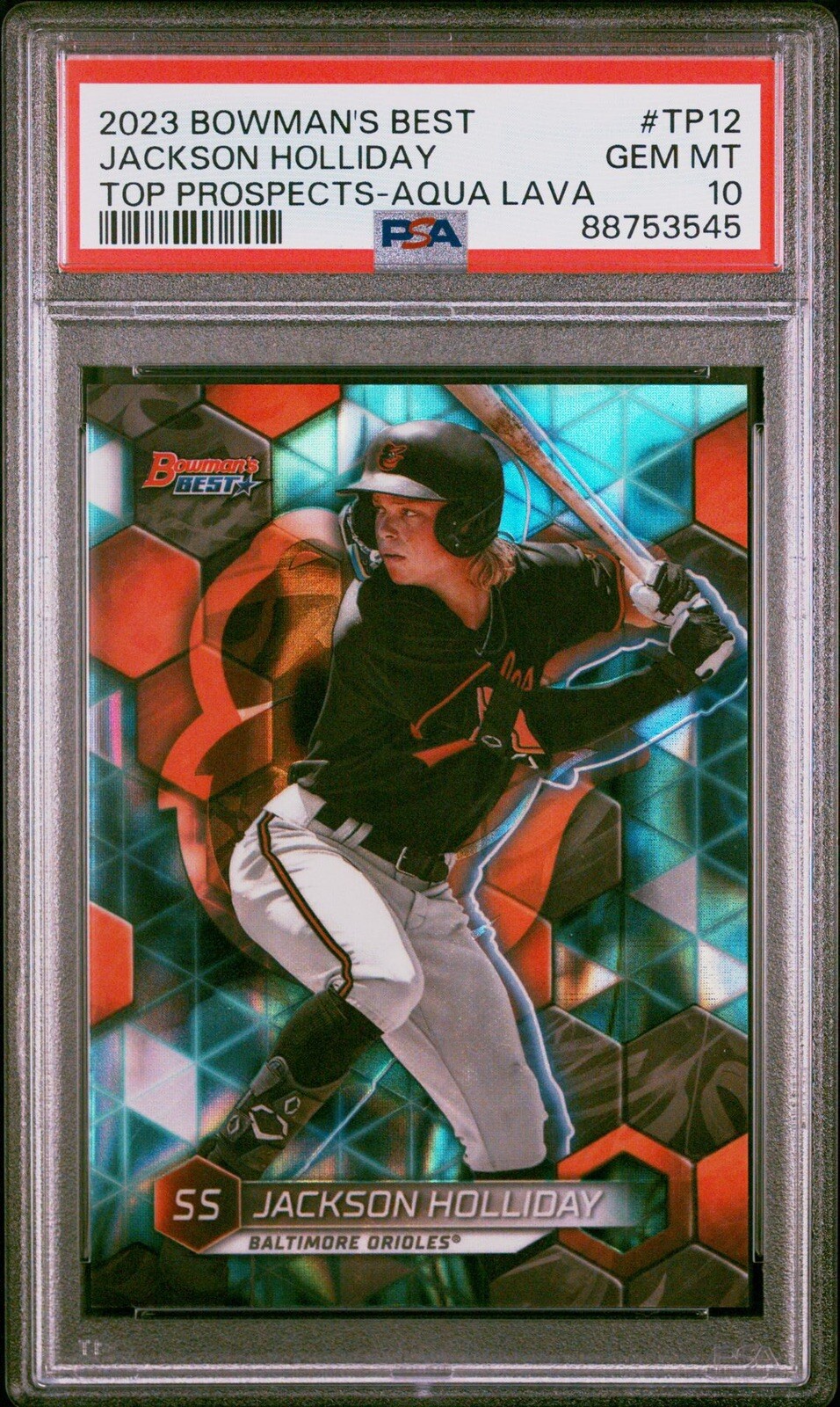 Jackson Holliday 2023 Bowman's Best Top Prospects Aqua Lava /199 PSA 10