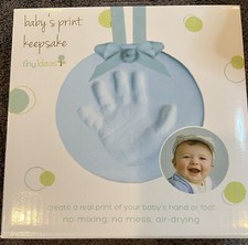 TINY IDEAS BABY'S PRINT HAND/FOOT KEEPSAKE NEW NON TOXIC AIR DRY BLUE - A0027