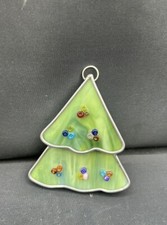 Green Stained Glass Christmas Tree Bead Ornament Accents Suncatcher Ornament 3  