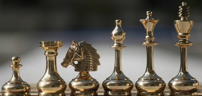 Brass Metal Chess Pieces set King 3.75 Black & Gold Staunton Bridled Knight CNC