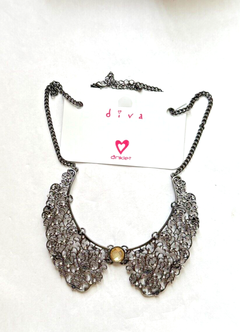 WG ダイヤモンド ネックレス PD5515 UNIQUE BLACK TONE VINTAGE STYLE DIAMANTE CHAIN NECKLACE | eBay