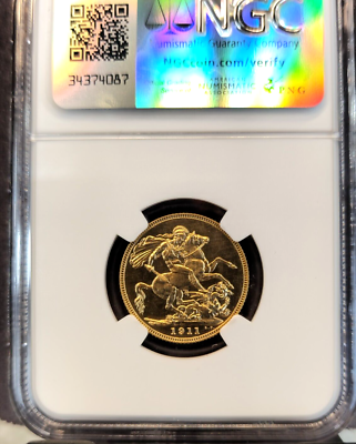 1911 GREAT BRITAIN GOLD 1 SOVEREIGN GEORGE V NGC PF 66 CAMEO