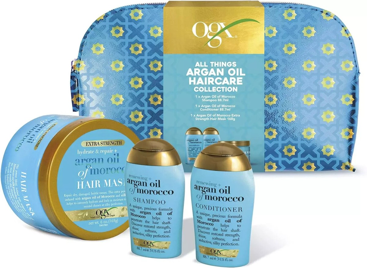 OGX Gift Set Argan Oil of Morocco Shampoo Conditioner Hair Mask