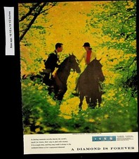 1956 De Beers A Diamond it Forever Horses Vintage Print Ad 8487
