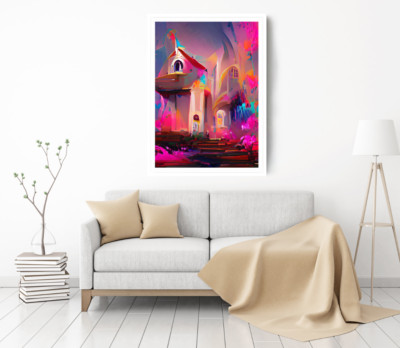 Colorful Print, City Wall Art, Watercolor Framed Vector Wall Art, Oil Painting