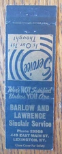 BARLOW & LAWRENCE SINCLAIR GAS STATION MATCHBOOK MATCHCOVER: LEXINGTON, KY -D20