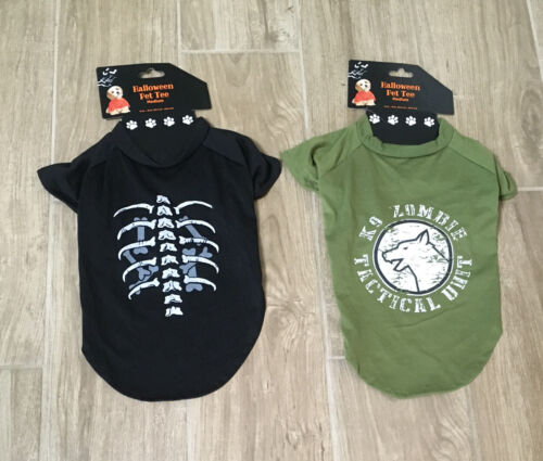 🐾2-PACK Halloween Pet Dog T-Shirt Black & Green Medium (14-16 