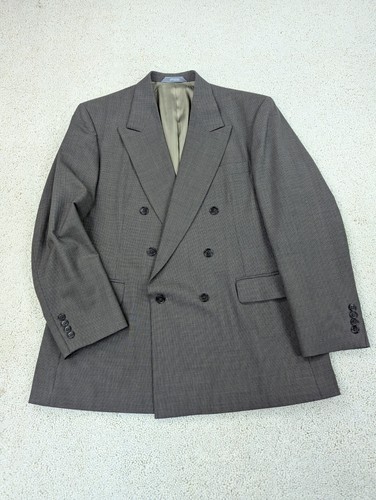 Traje Haggar Para Hombres 42R 33x32 Marrón Lana 2 Piezas Chaqueta De Colección Doble Pecho EE. UU. - Imagen 2 de 24