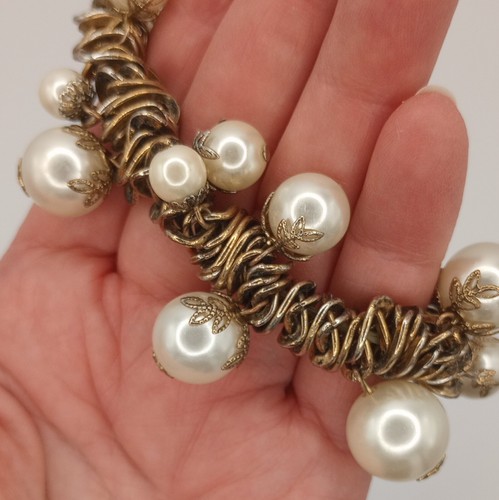 Cha Cha Multi-Size Imitat Perlen Silber & Gold Bicolor Stretch Armband SPASS - Bild 7 von 10
