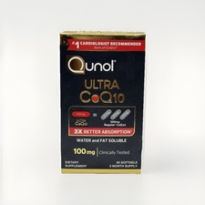 Qunol Ultra CoQ10 100mg 2 Month Supply 60 Softgels EX 2028 Box Damaged
