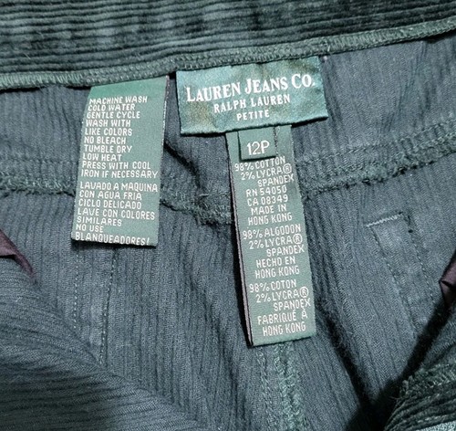VTG. RALPH LAUREN JEANS CO. Corduroy Dark Green Pants Size 12P - See Photos! - Picture 3 of 6