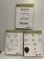 Stampin Up RUBBER STAMPS LOT FABULOUS FOUR-PARTY PANTS-FEATHERY FRIENDS