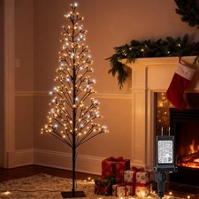 4.9 FT Christmas Outdoor Artificial Tree with Lights - 216 LED Pre Lit Christ...