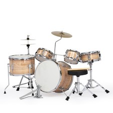 Glarry 5 Pieces Full Size Child Drum Set Cymbals Kit with Stool Sticks