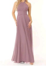 Azazie Monroe Dress 8 Dusty Rose A-Line Pleated Chiffon Dress With Garment Bag