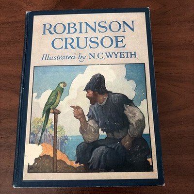 ROBINSON CRUSOE, by Daniel DeFoe, Illustrated by N.C. WYETH 1920 HC