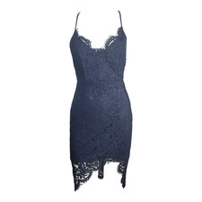 Lulus Dress Womens Size M Medium Dark Blue Flirting With Desire Lace Bodycon
