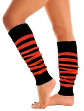 Leg Warmers Extra Soft Stylish Fancy Winter 80s Party Gestreift Orange Schwarz