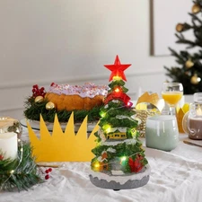 Light up Musical Mini Christmas Tree Figurine Xmas Ornament Tabletop Decoration