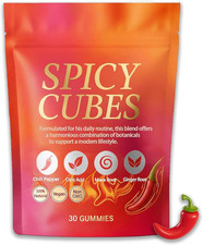Spicy Cubes,Hot Peach Gummies   Natural Chili Flavor, Herbal Supplement with Mui