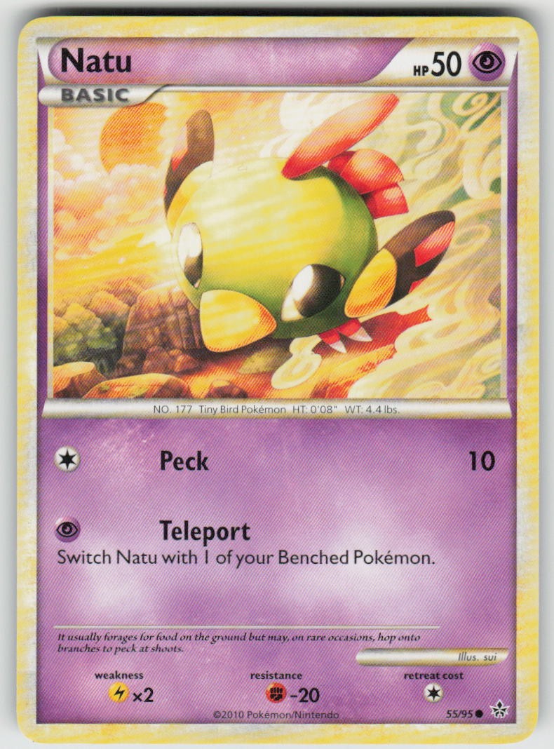 Natu 55/95 Common HGSS Unleashed Pokemon Lightly Played