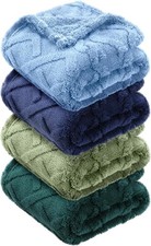 4 Pcs Fleece Baby Blankets 3D Plush Soft Newborn,Blue,Green