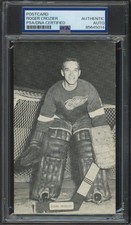 ROGER CROZIER signed 1960s JD McCarthy postcard | Red Wings - autograph PSA/DNA