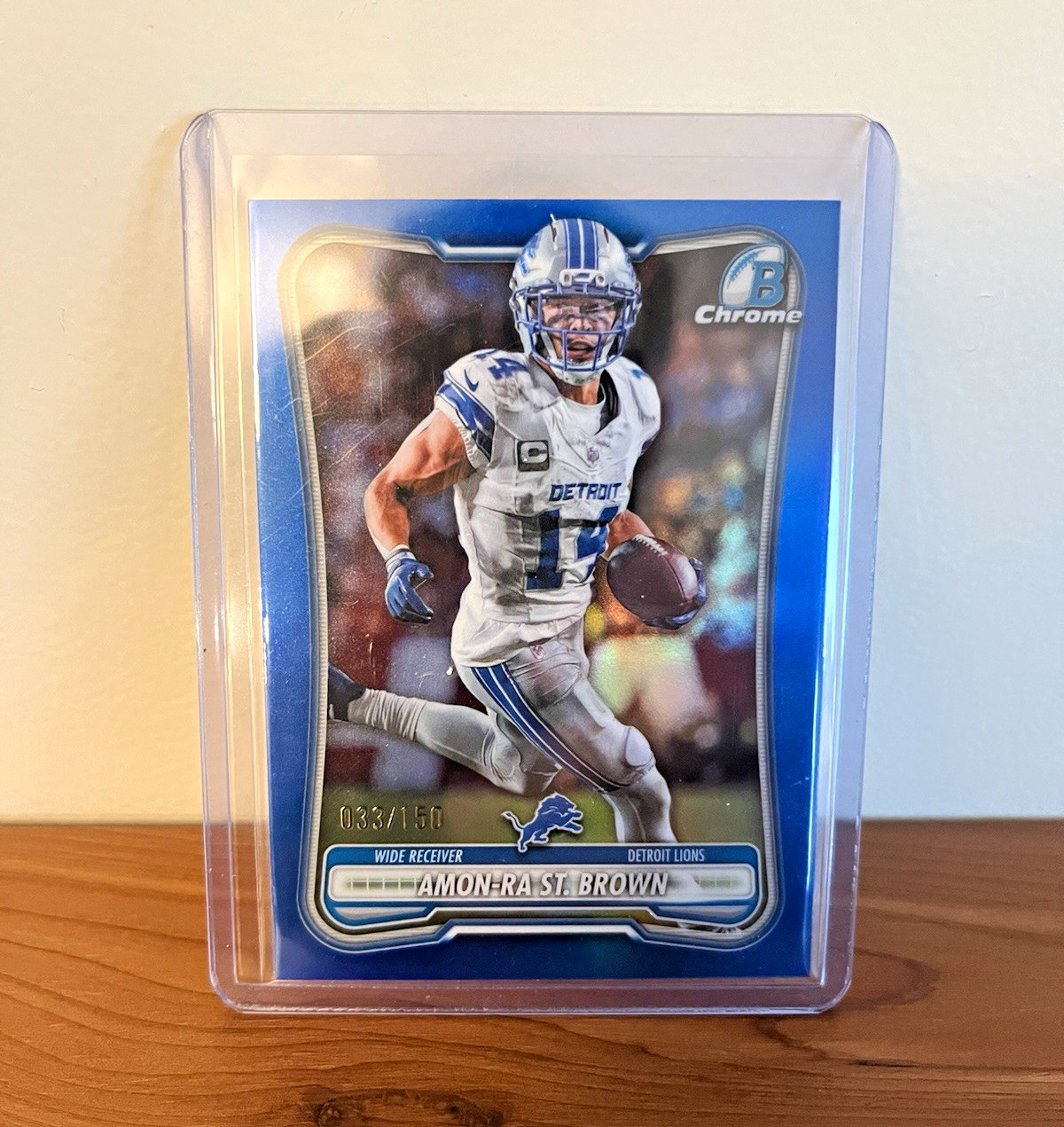 Topps 2026 Bowman Chrome Amon-Ra St. Brown Lions BCV-32 True Blue Refractor /150
