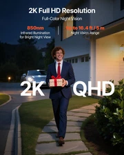 2K Wireless Video Doorbell with 170° Ultra-Wide View, 2-Way Audio, Motion Detect