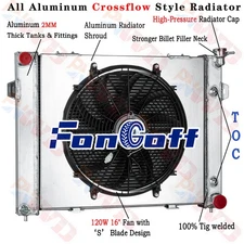 Aluminum Radiator+Shroud+16'' Fan For 1993-1997 1995 Jeep Grand Cherokee 5.2L V8