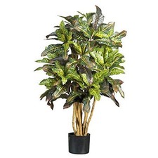 . Croton Silk Artificial Trees, 24 In. W x 24 In. D x 36 In. H, Green 3ft