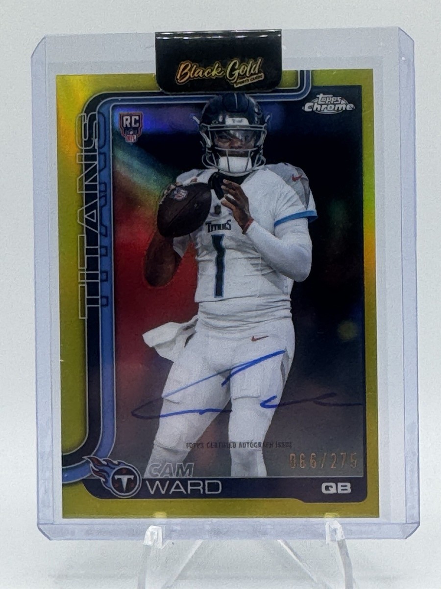 2025 Topps Chrome Cam Ward Auto RC Yellow Refractor #/275 Titans