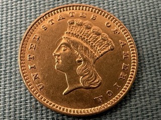1857 US 1 Dollar Type 3 Indian Princess Gold Coin $1 Indian