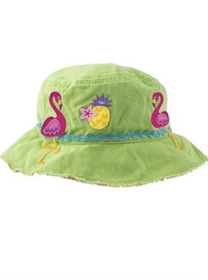 STEPHEN JOSEPH Todder Girls OS Bucket Hat Green & Pink Flamingo