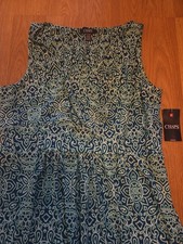 Chaps Maxi Dress Womens Size XL Sleeveless Knit Blue Green Long