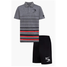 New Nike 3Brand Kids' Stripe Polo T-Shirt  Shorts Set Size S MSRP: 44.00