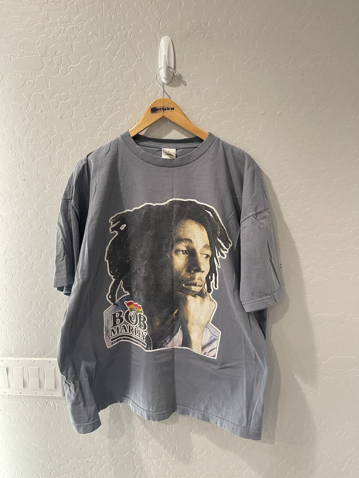 Vintage Y2K Bob Marley Reggae Huge Print Shirt 2XL Bin 2