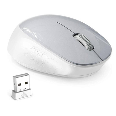 Portable  Wireless Mouse,  2.4GHz Silent with USB Receiver Silver White