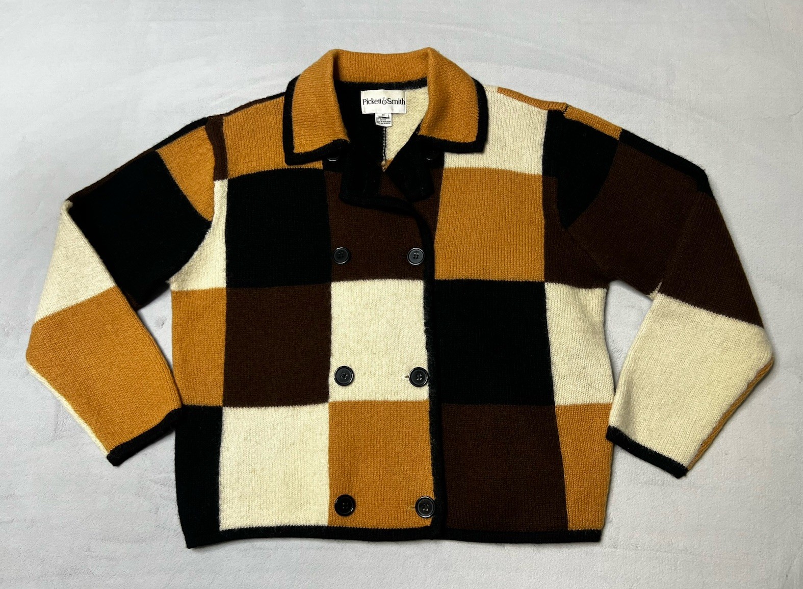 VTG Pickett & Smith Checkered Patchwork Cardigan … - image 7