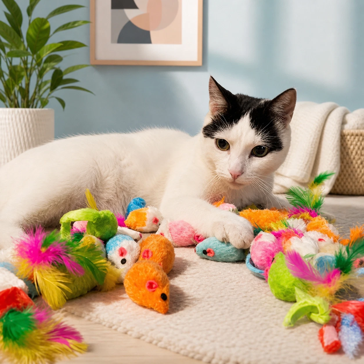 Cat Toy Bundle Set 14/28/56pcs Interactive Kitten Toys Balls Mice Wand