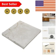 12-Inch Classic White & Grey Vein Vinyl Tiles - 20 Pack, Easy DIY Flooring
