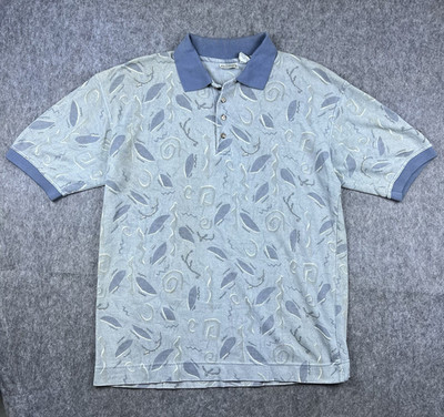 Vtg Bugle Boy Company Men's Polo Shirt Short Sleeve Blue Golf 90's Size Large