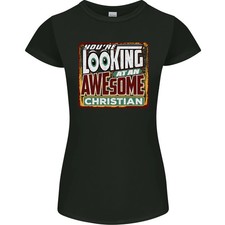 Camiseta de corte pequeño An Awesome Christian Christian Christian Christianity para mujer